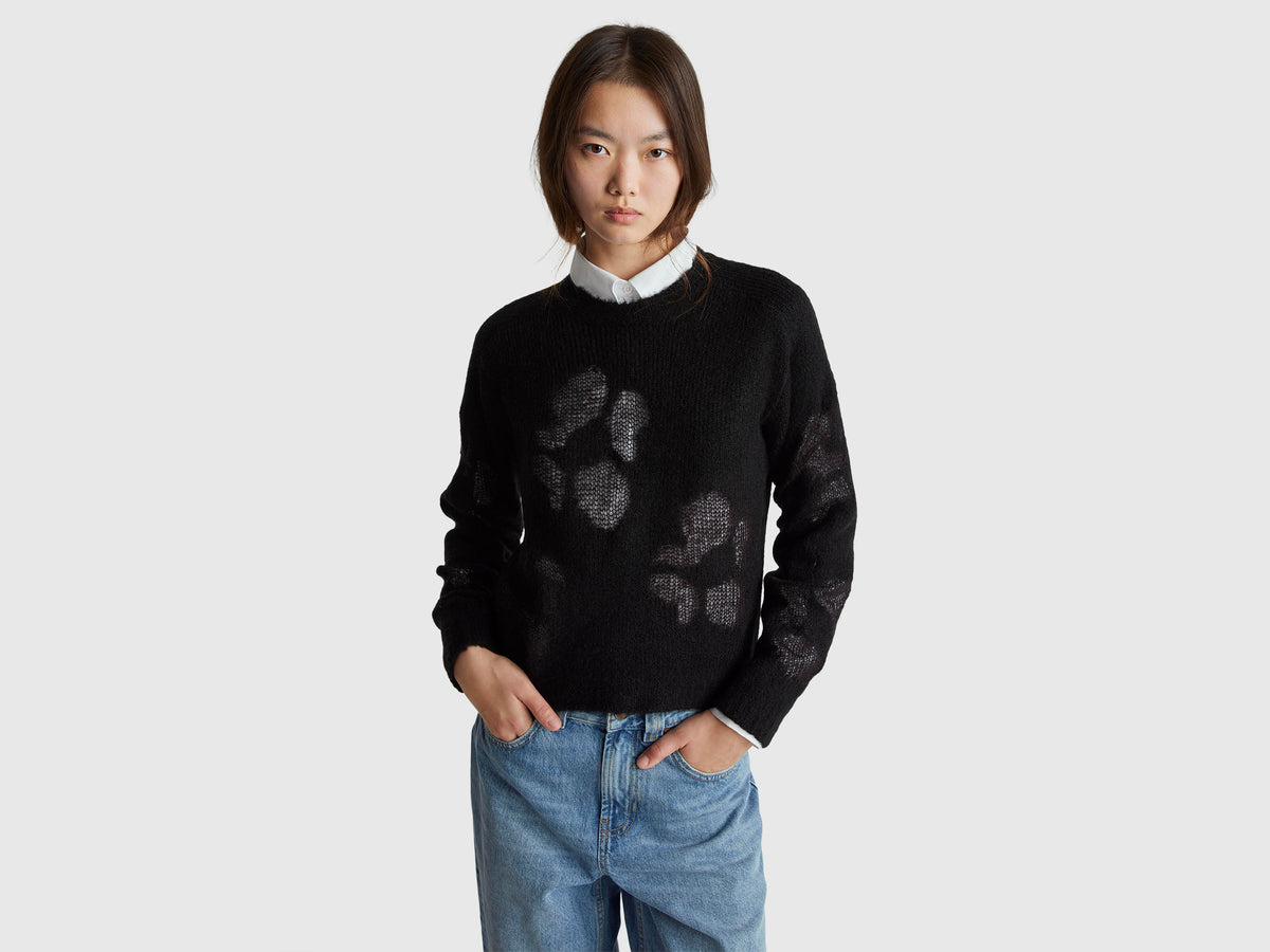 Maglia con intarsio fiori