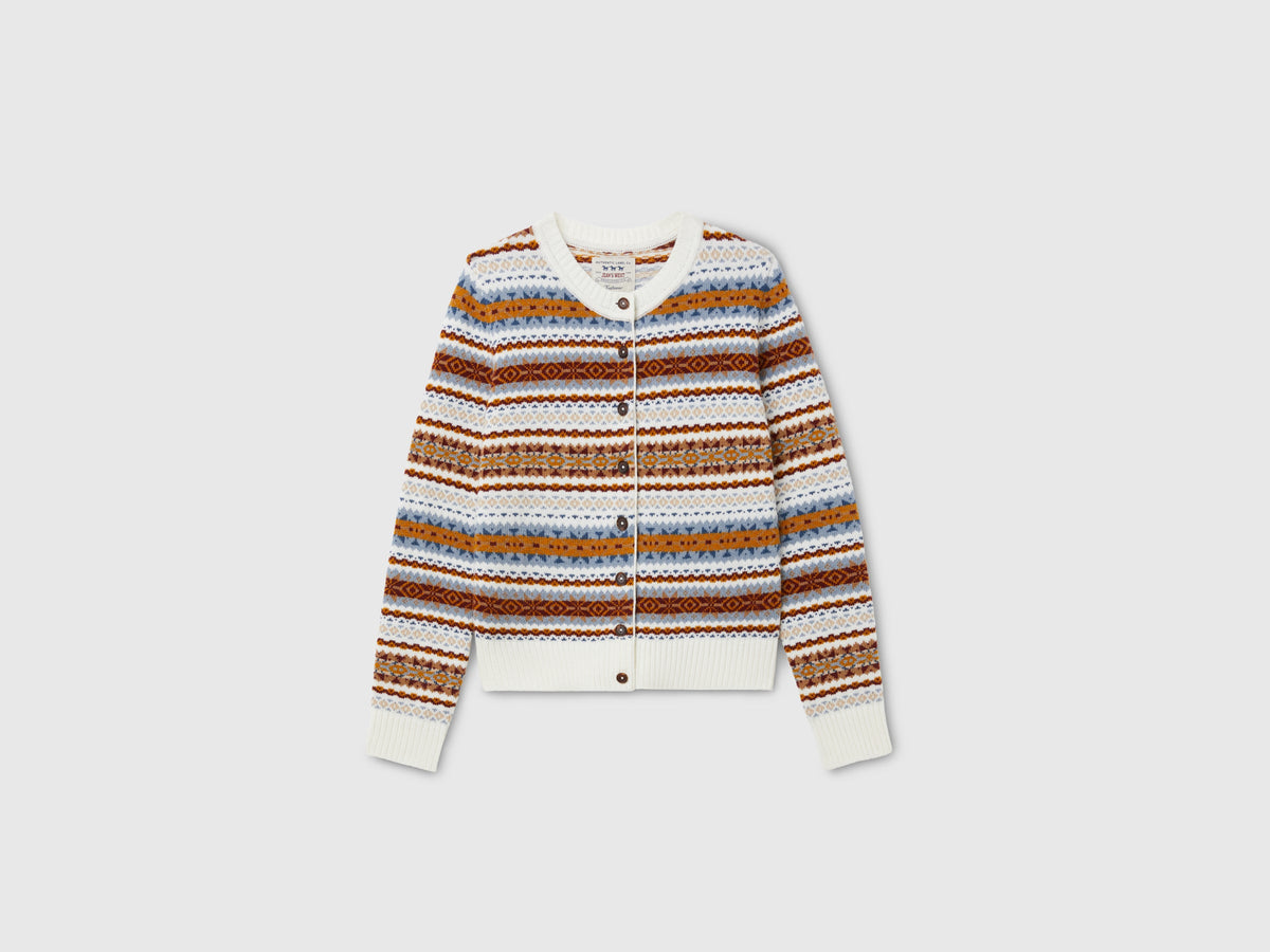 Cardigan jacquard in misto lana