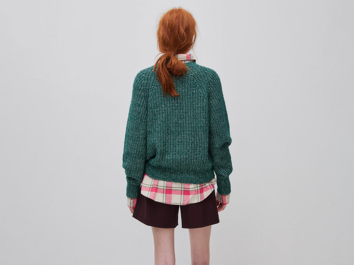 Maglia mélange in misto cotone e lana