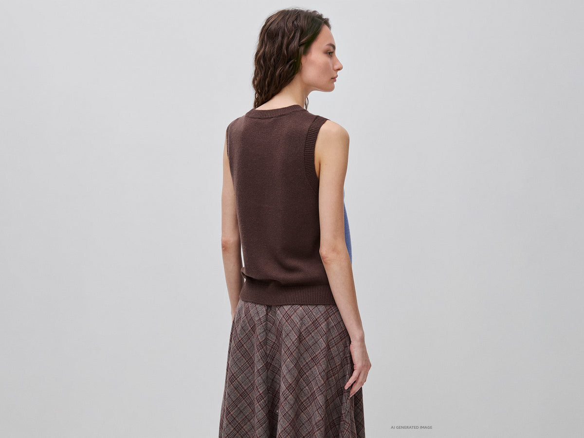 Gilet in maglia color block 100% lana