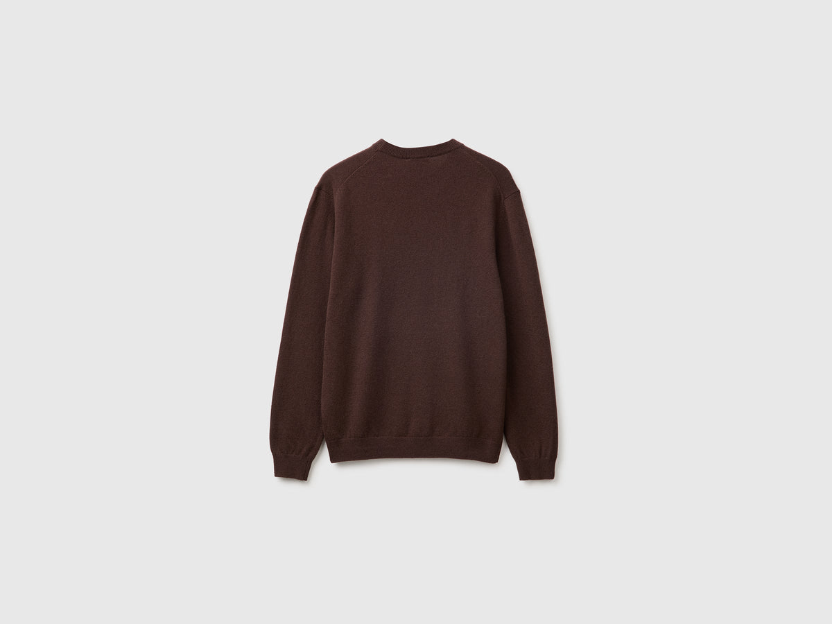 Maglia marrone testa di moro in pura lana Merino