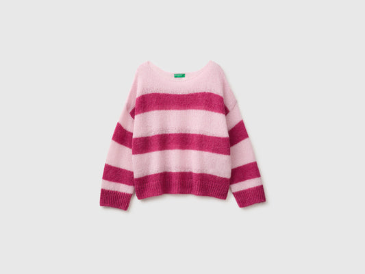 Maglia in misto mohair a righe bicolor boxy fit