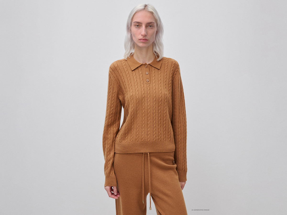 Maglia a polo con trecce