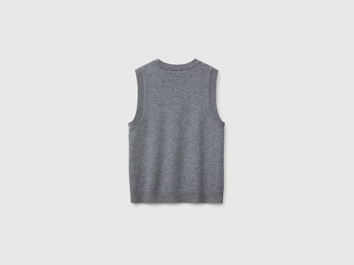 Gilet in maglia color block 100% lana