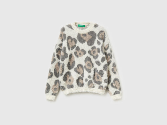 Maglione animalier in filato peloso