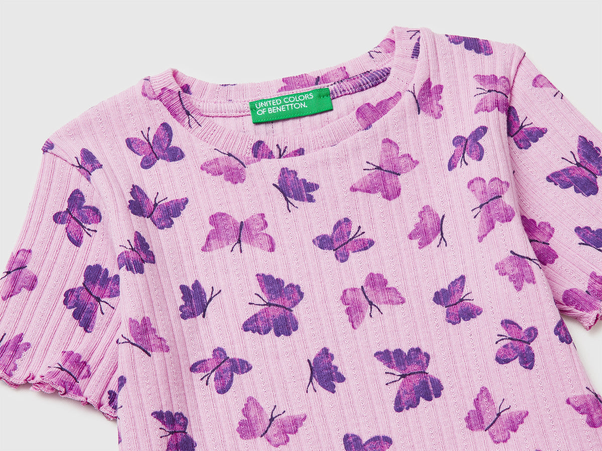 T-shirt stampata a costine