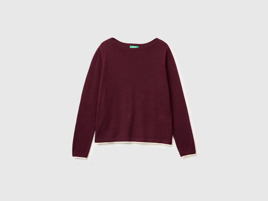 Maglia scollo a barchetta 100% lana Merino