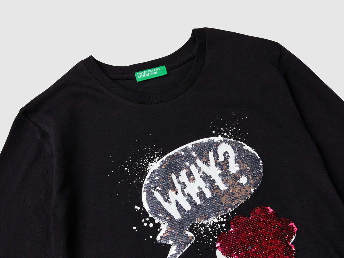 Maglietta con paillettes in cotone bio