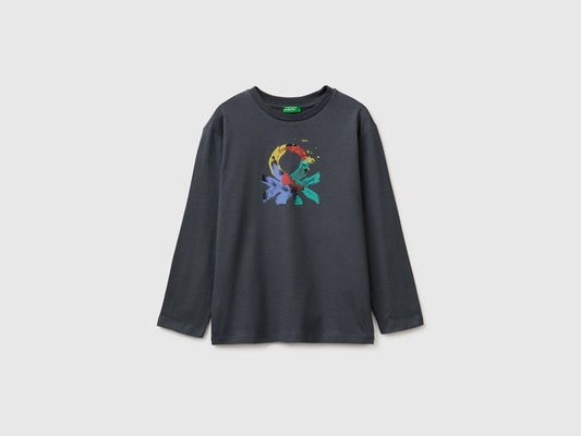 T-shirt con stampa logo in cotone bio