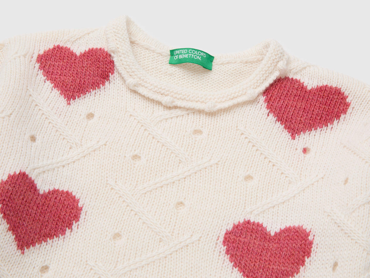 Maglia con intarsio cuori