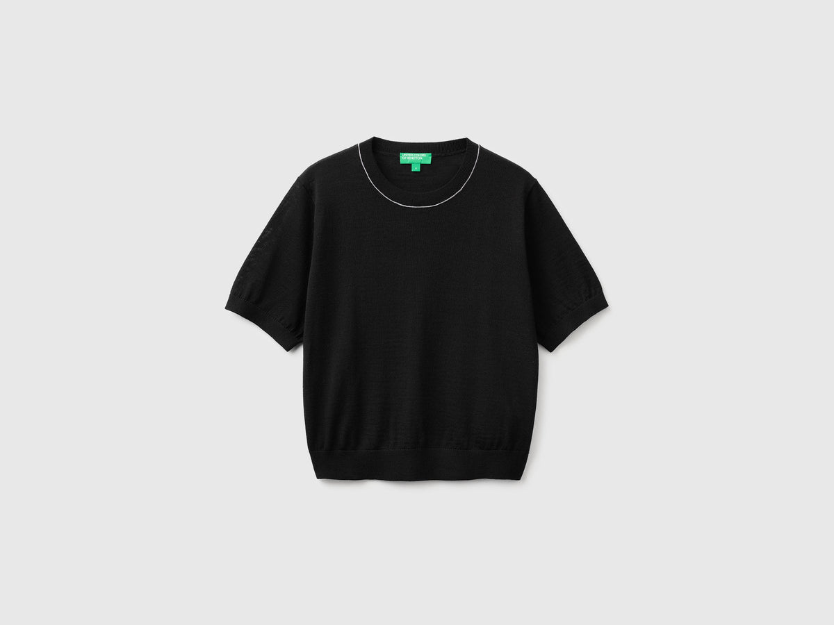Maglia manica corta in pura lana Merino