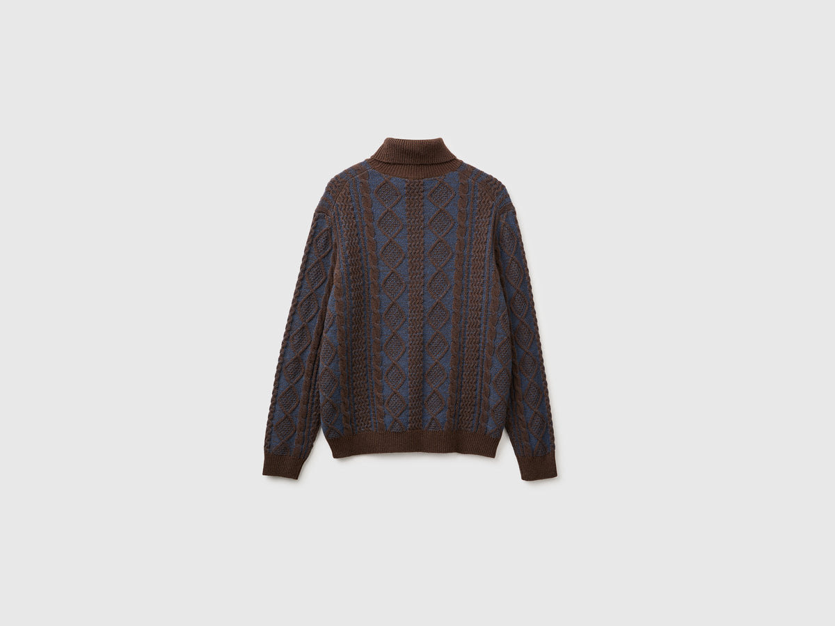 Maglia collo alto lavorata in misto lana