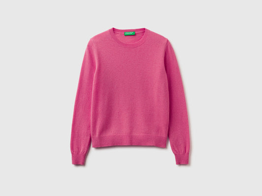 Maglia girocollo prugna in pura lana Merino