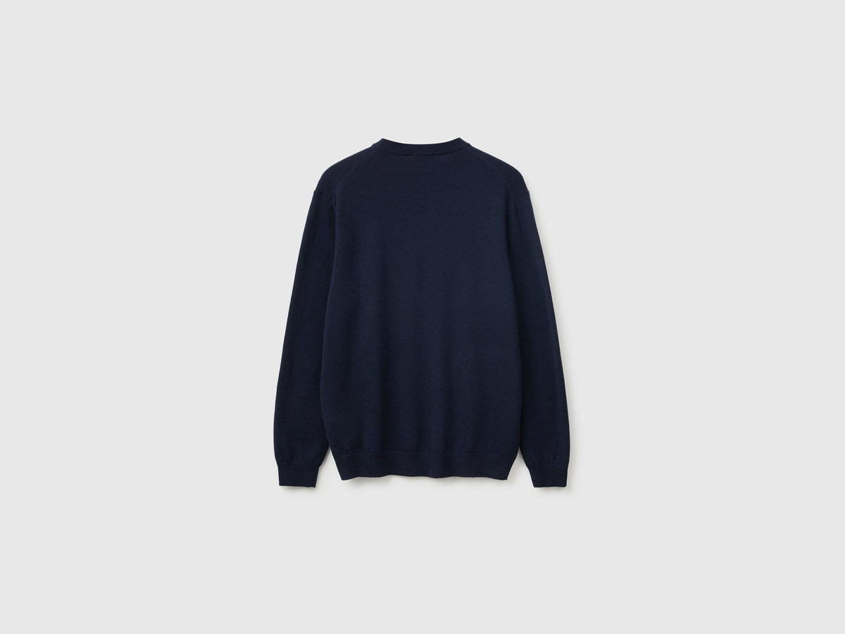 Maglia blu notte in pura lana Merino