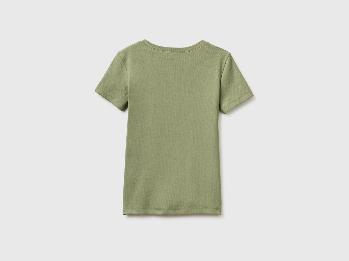 T-shirt serafino a costine