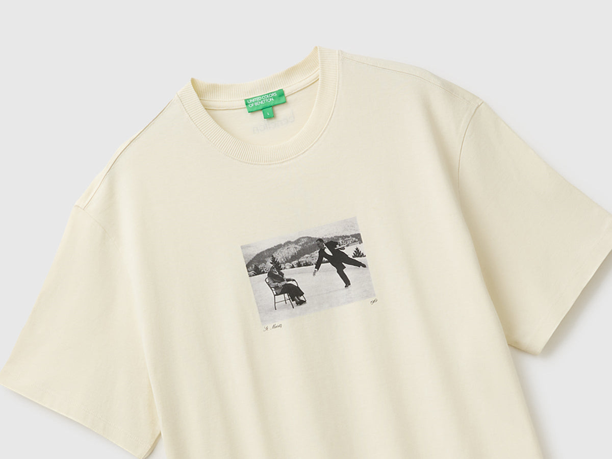 T-shirt relaxed fit con stampa in cotone bio