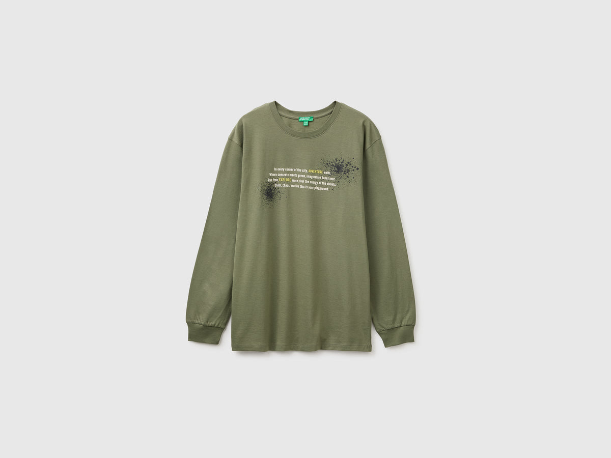 T-shirt con stampa e patch 100% cotone bio