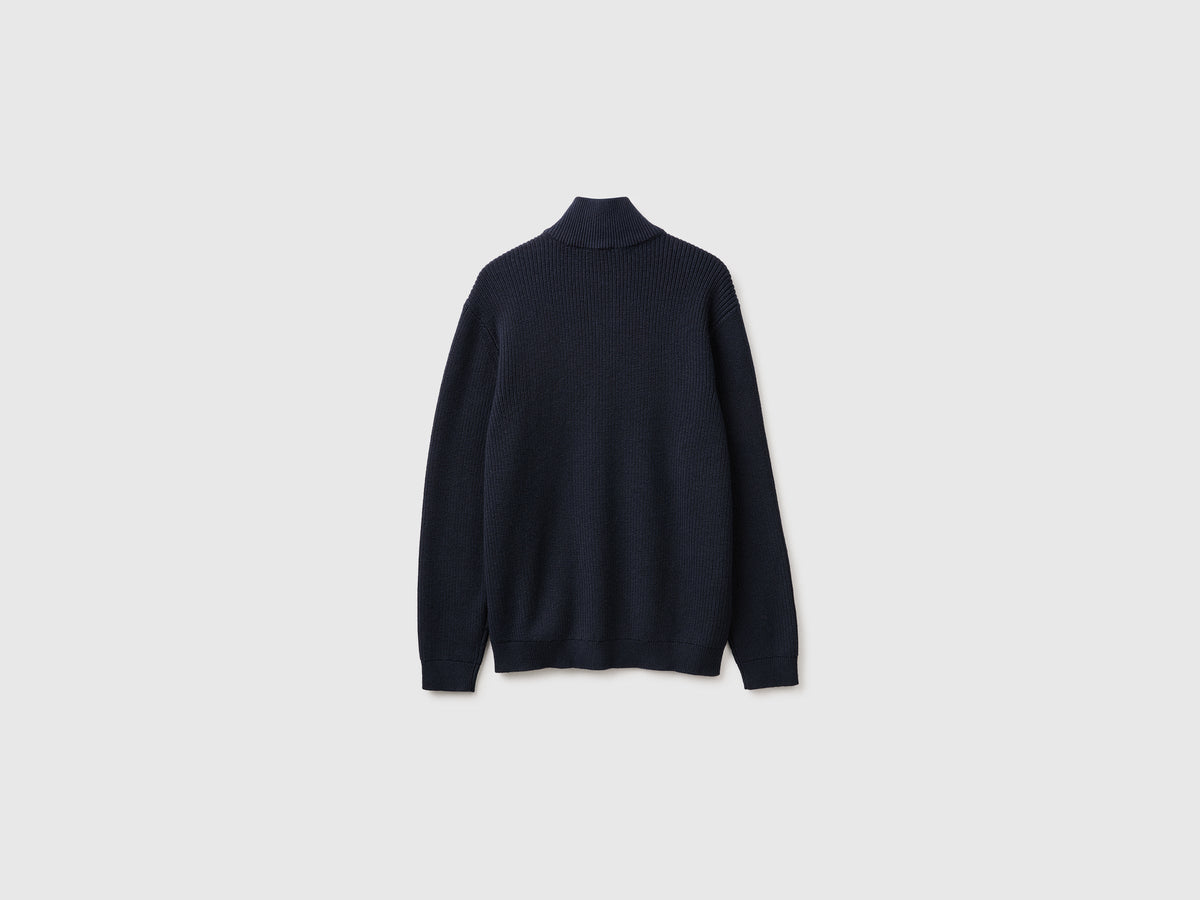 Maglia con mezza zip in misto lana