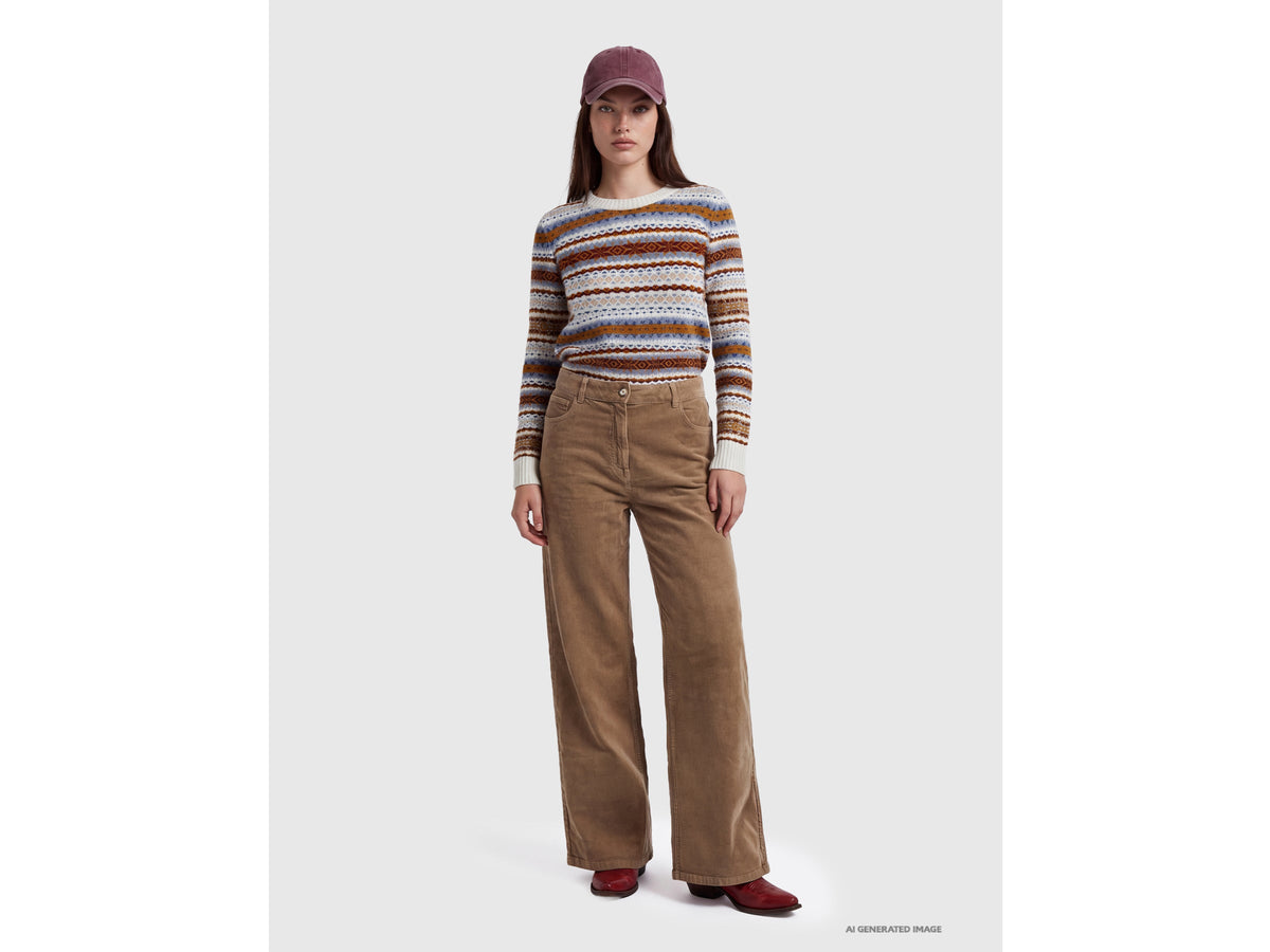 Pantaloni wide fit in velluto a costine lavaggio vintage