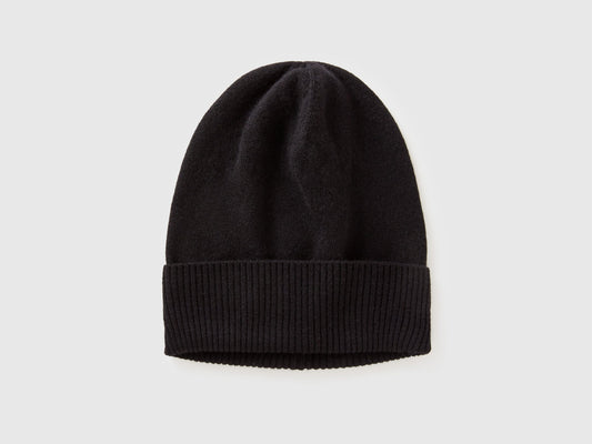 Cappello nero in pura lana Merino
