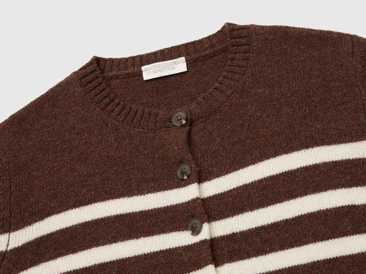 Cardigan a righe 100% lana Shetland
