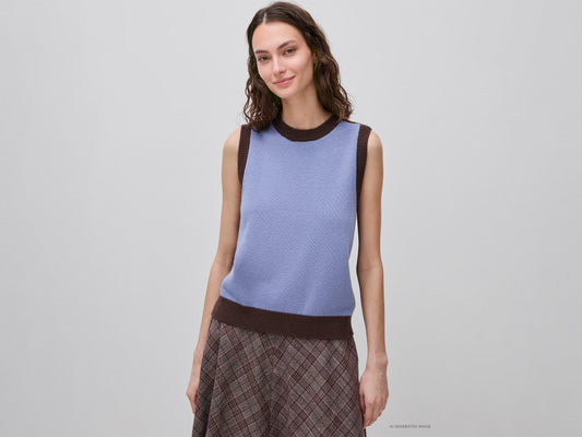 Gilet in maglia color block 100% lana