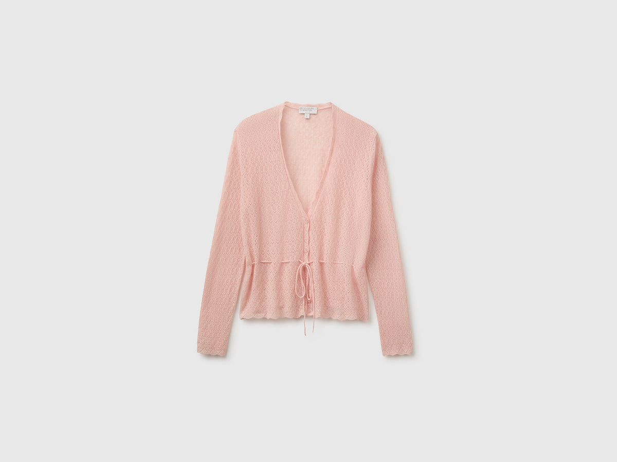 Cardigan traforato in misto lana ultralight