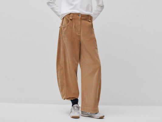 Pantaloni barrel fit in velluto a costine