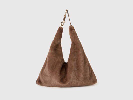 Borsa hobo in pelliccetta sintetica