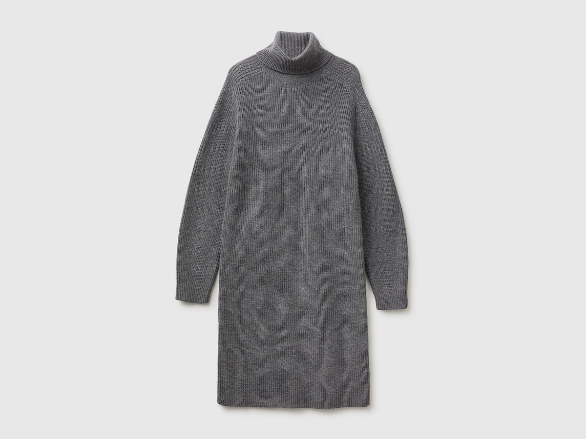Vestito  a collo alto in maglia di misto lana