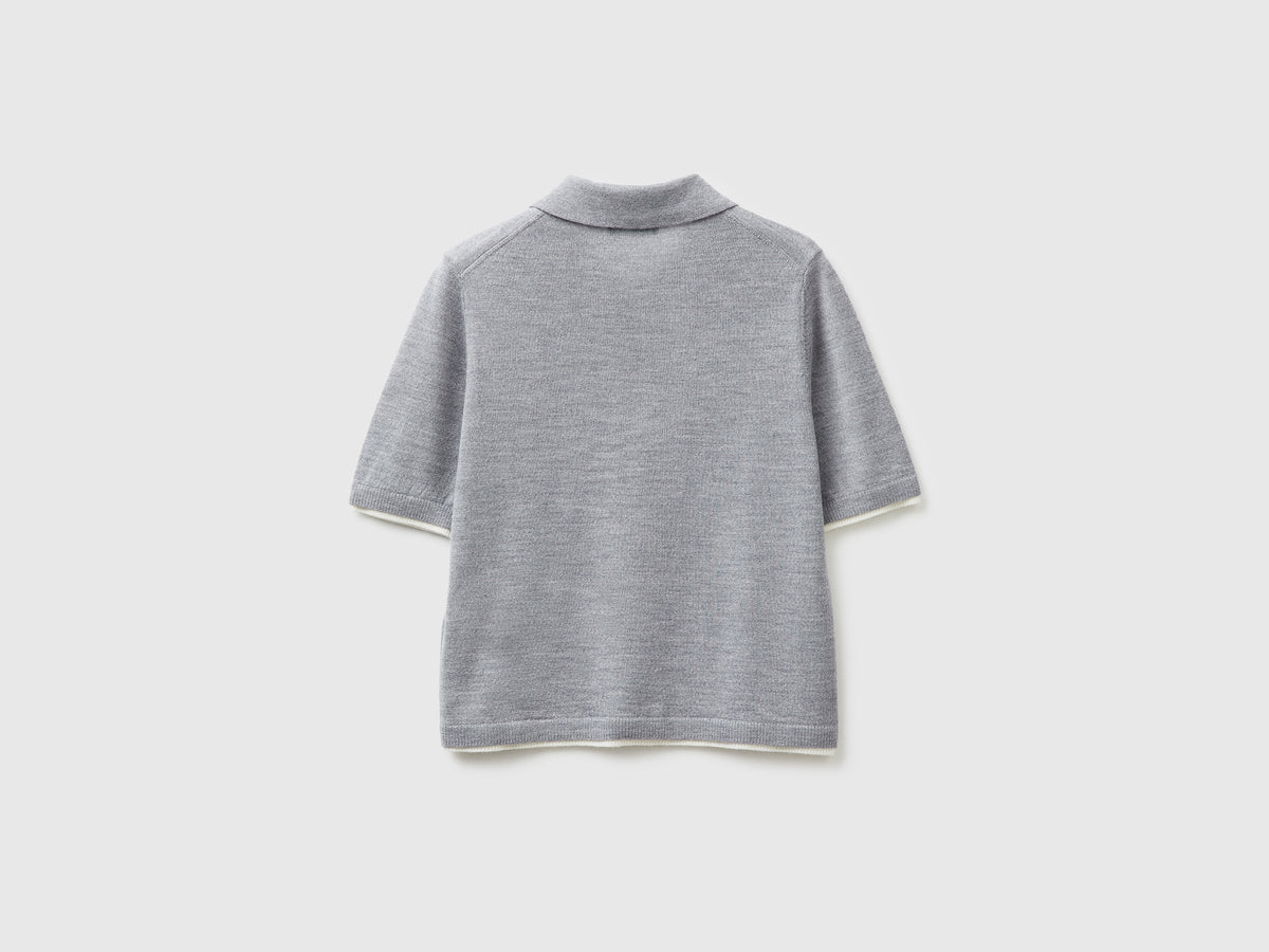 Maglia a polo 100% lana Merino