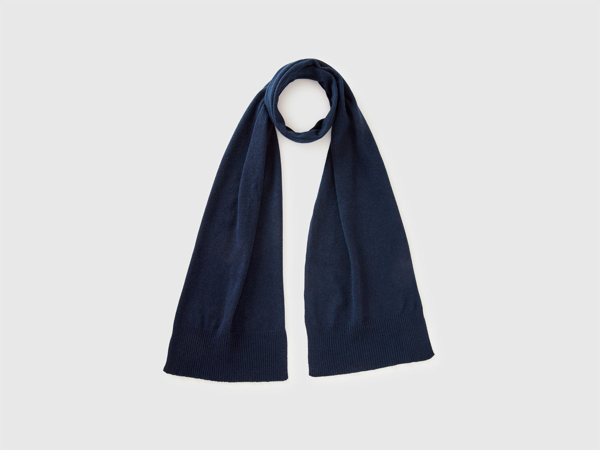Sciarpa blu scuro in pura lana Merino