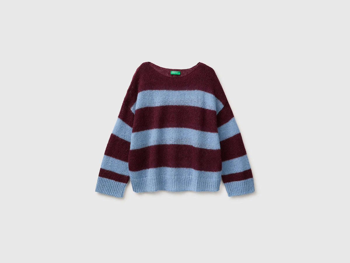 Maglia in misto mohair a righe bicolor boxy fit