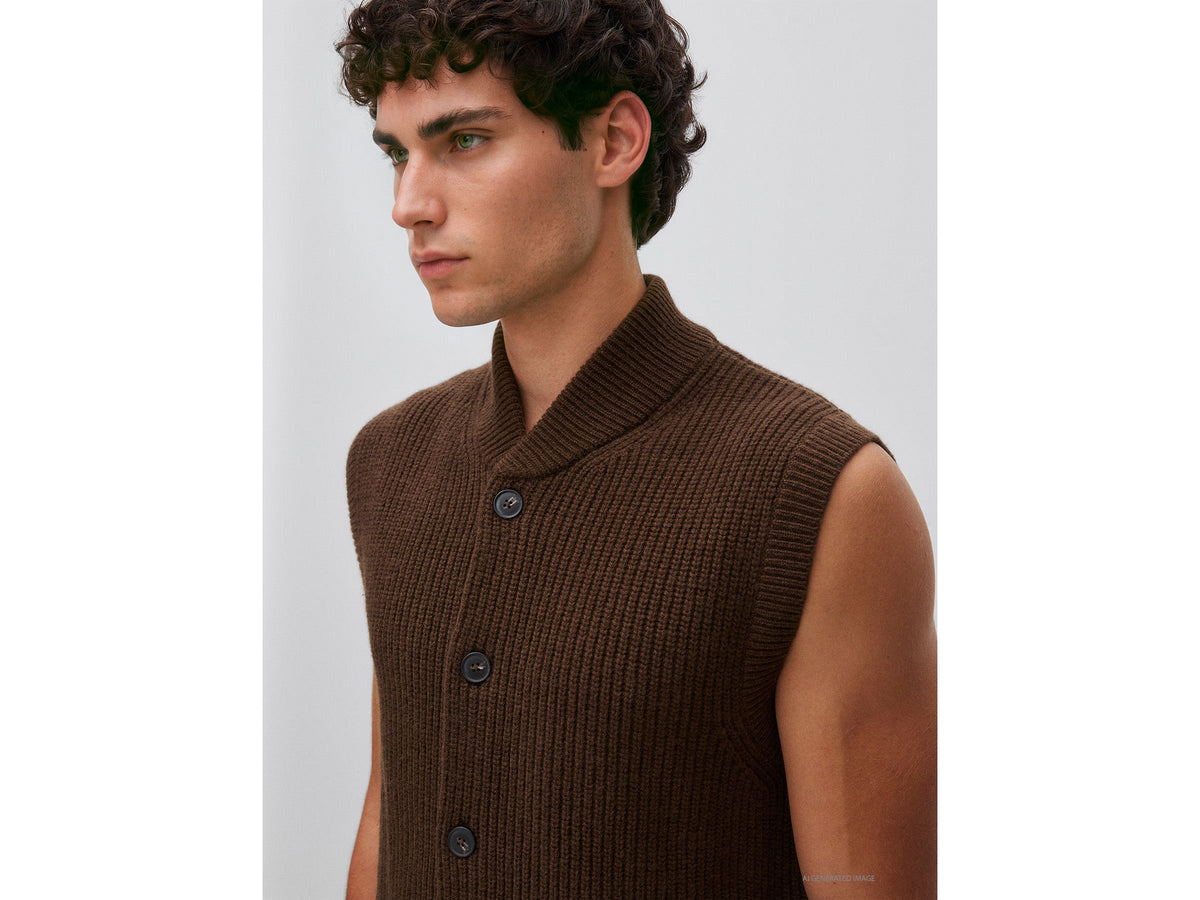 Gilet con bottoni in misto lana