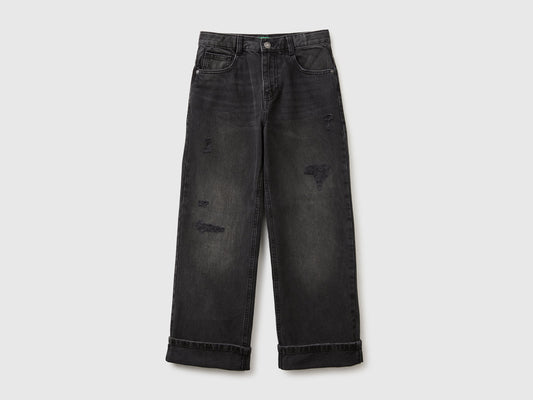 Jeans straight fit con rotture
