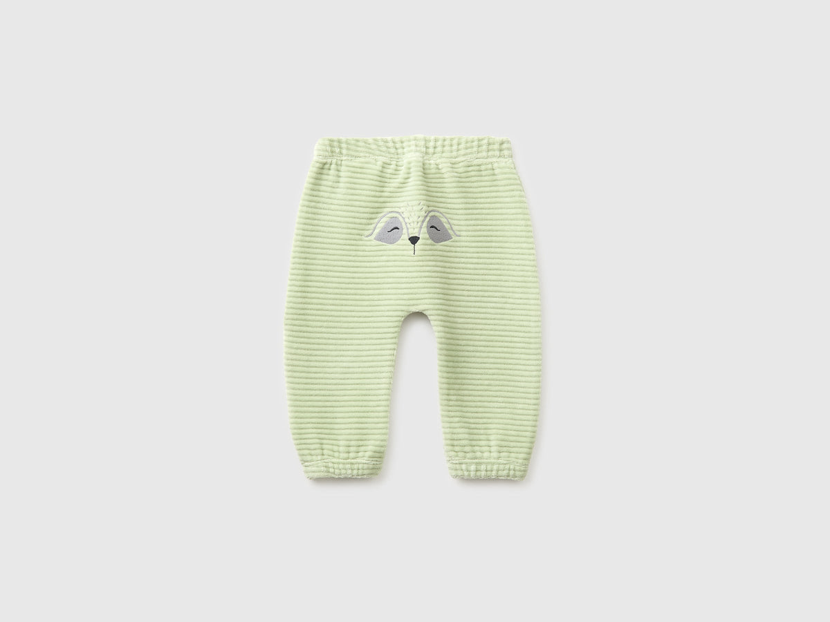 Pantaloni in ciniglia con ricamo dietro