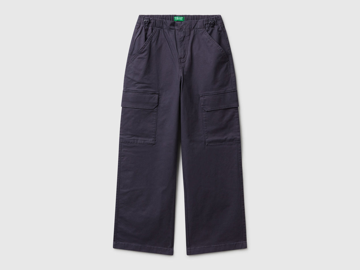 Pantaloni parachute in cotone stretch