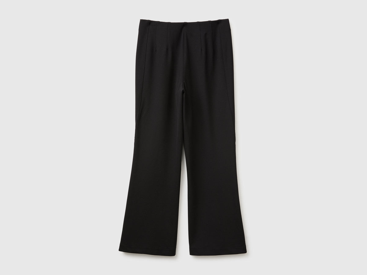 Pantaloni eleganti a trombetta in misto viscosa stretch