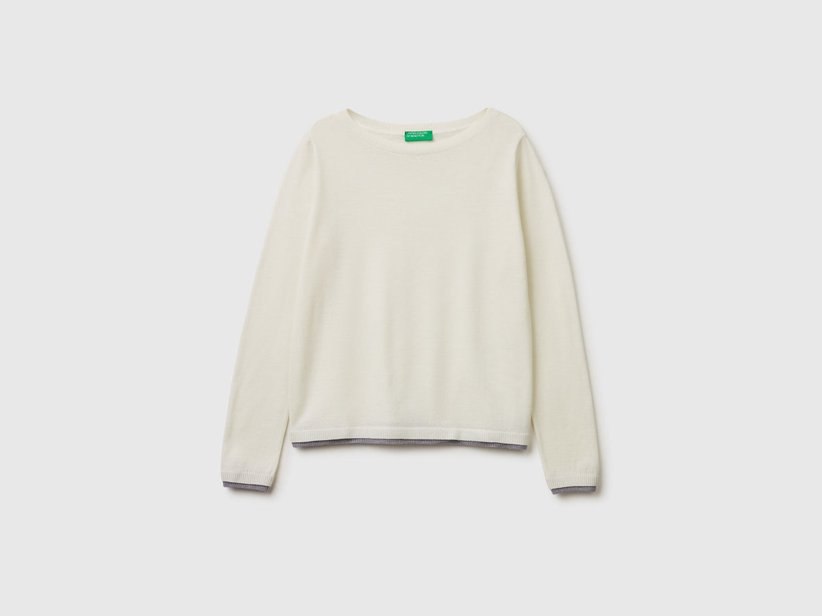 Maglia scollo a barchetta 100% lana Merino