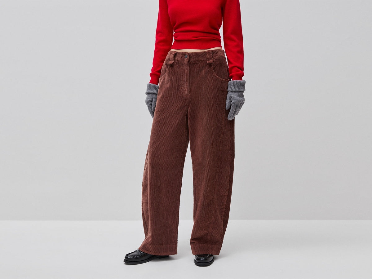 Pantaloni barrel fit in velluto a costine