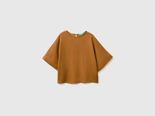 Blusa girocollo in puro lino