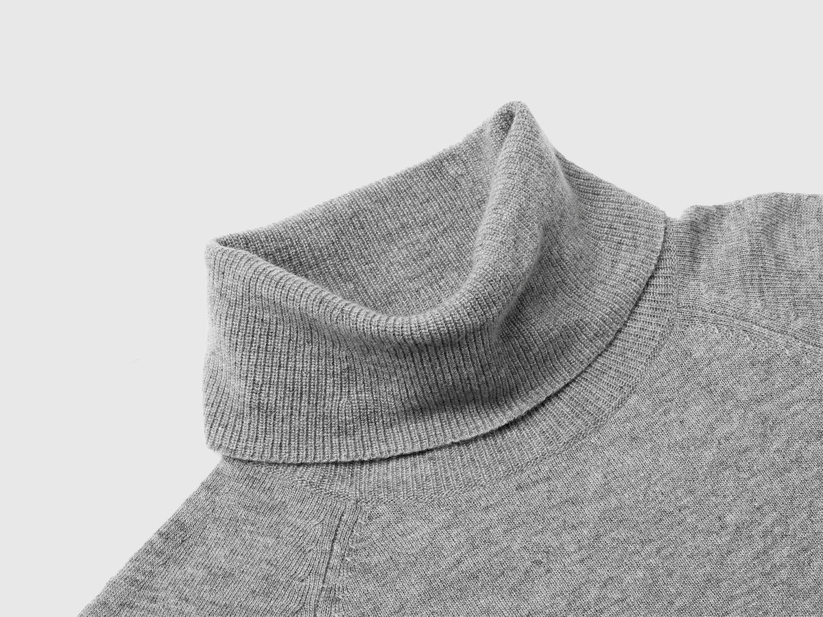 Maglione dolcevita grigio mélange in misto lana e cashmere