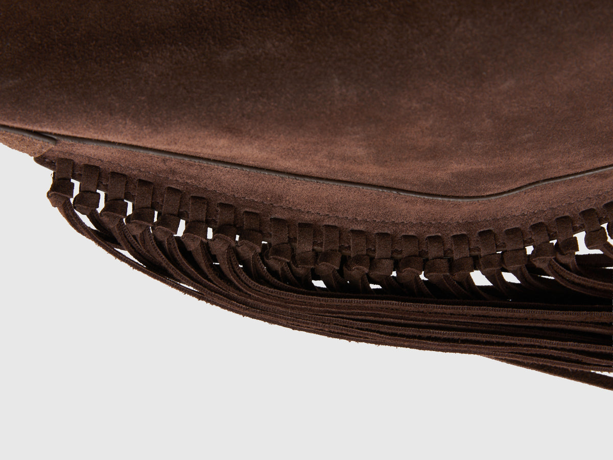 Borsa in pelle scamosciata con frange