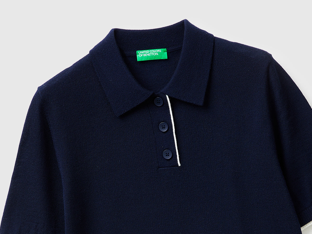 Maglia a polo 100% lana Merino