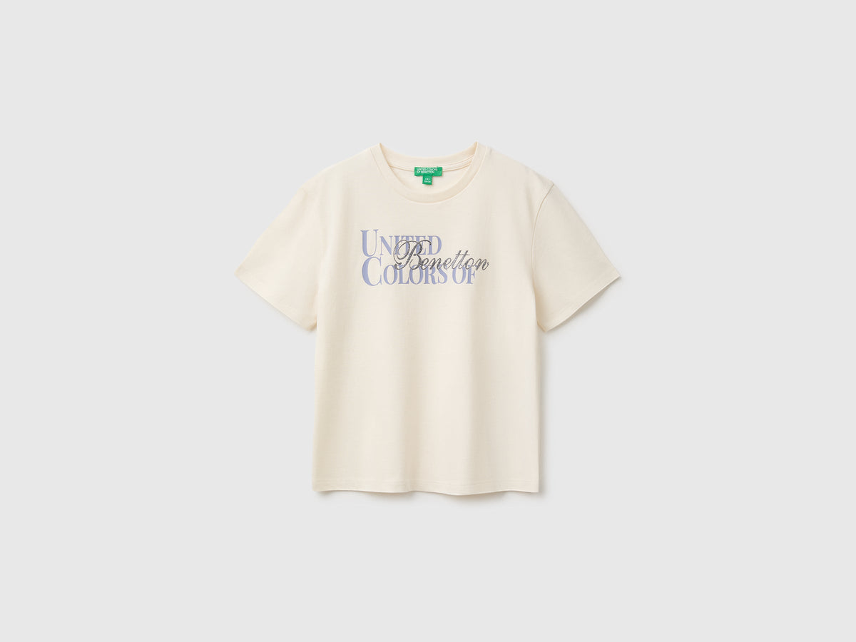 T-shirt con stampa glitter