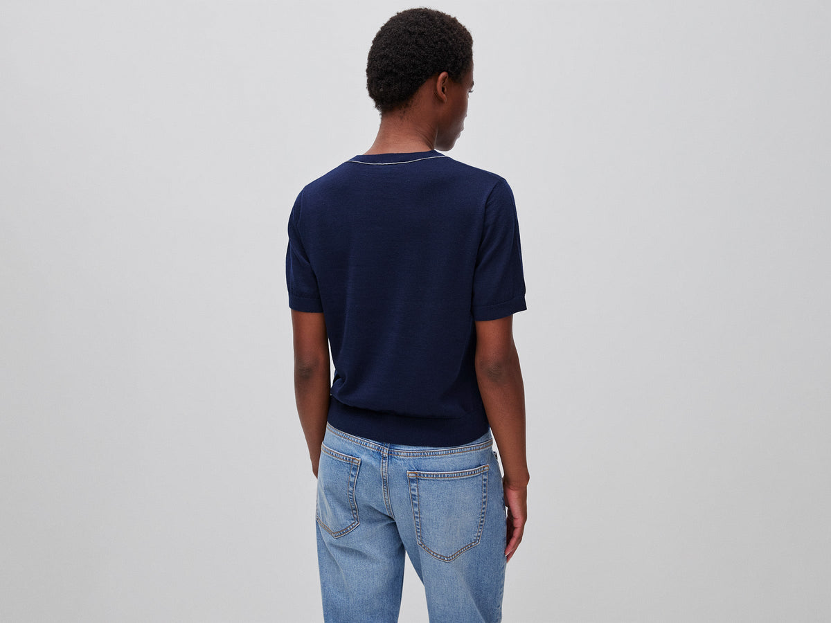 Maglia manica corta in pura lana Merino
