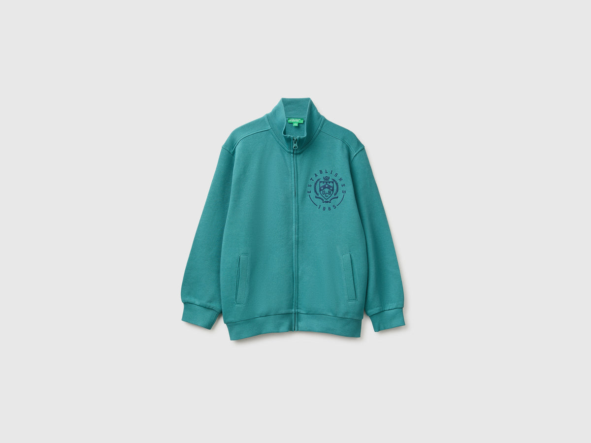 Felpa con zip 100% cotone