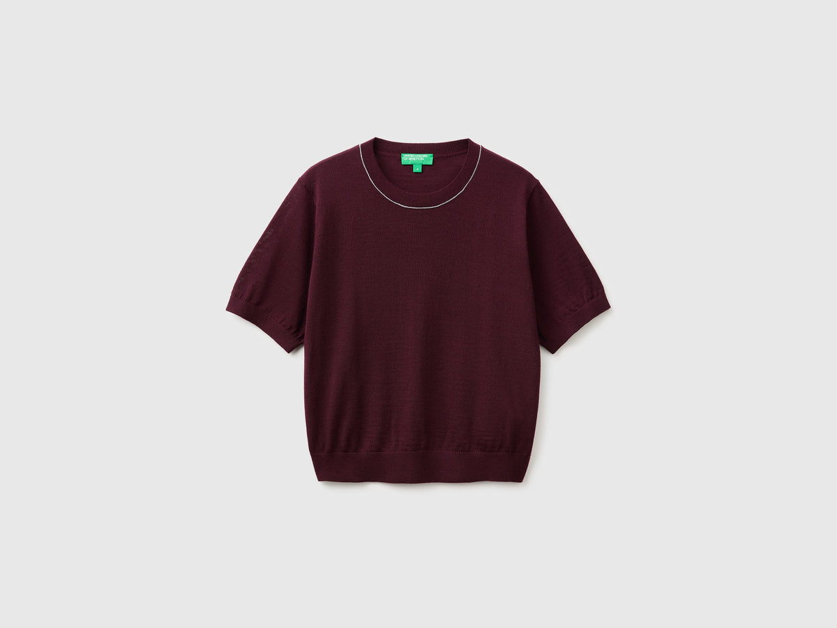 Maglia manica corta in pura lana Merino