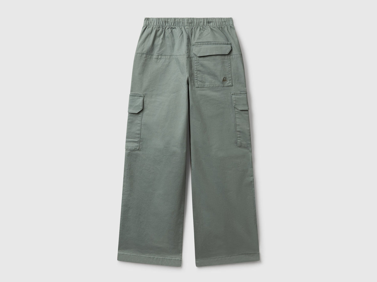 Pantaloni parachute in cotone stretch