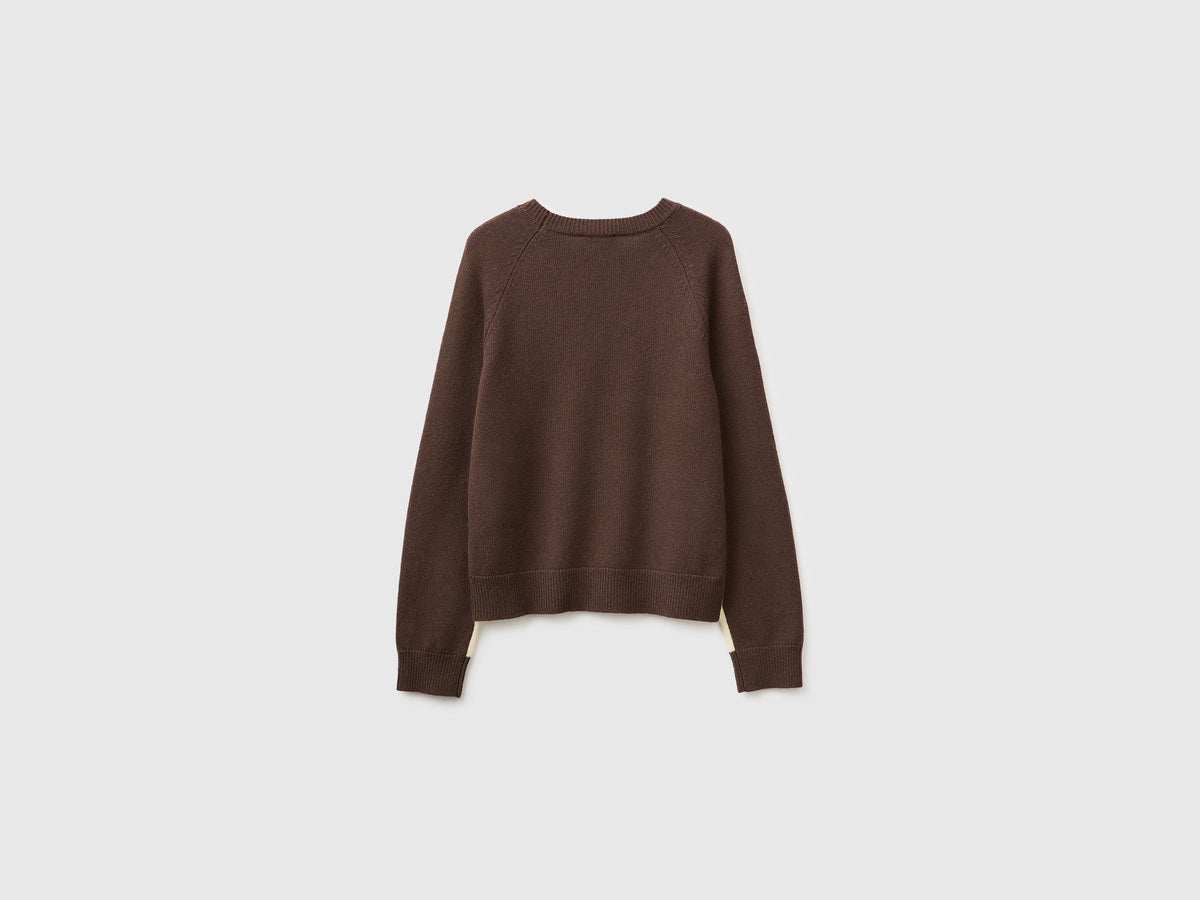 Maglia color block 100% lana